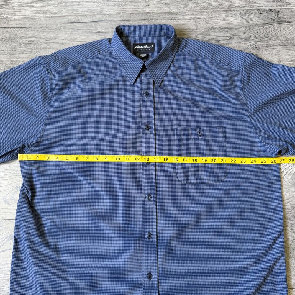 Eddie Bauer Men's Casual Long Sleeve Navy Gingham Button Down Shirt - Size XL - Picture 3 of 6